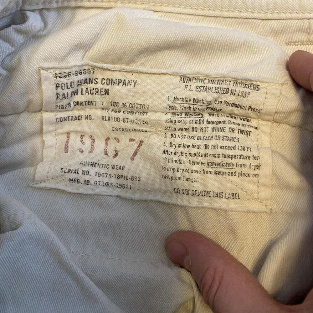 Polo Ralph Lauren Cargo Pants Mens FITS 33x34 Beige Army Military Workwear